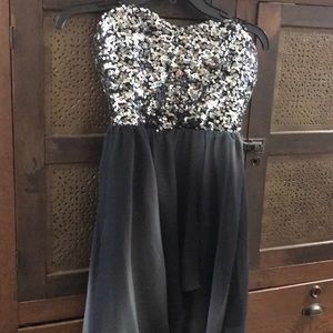 Grey and sequins high low dress